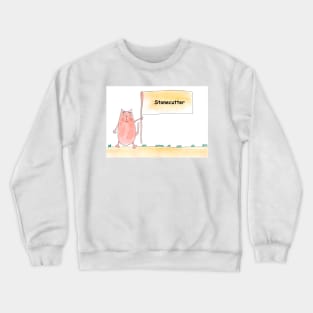 Stonecutter. Profession, work. Cat shows a banner with the inscription. Watercolor illustration. A gift for a professional. Crewneck Sweatshirt